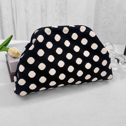 Cross-Border Dropshipping Knitted Bag Striped Clutch Bag for Women Fly-Knit Cloud Versatile Stylish Portable Makeup Bag Large Capacity