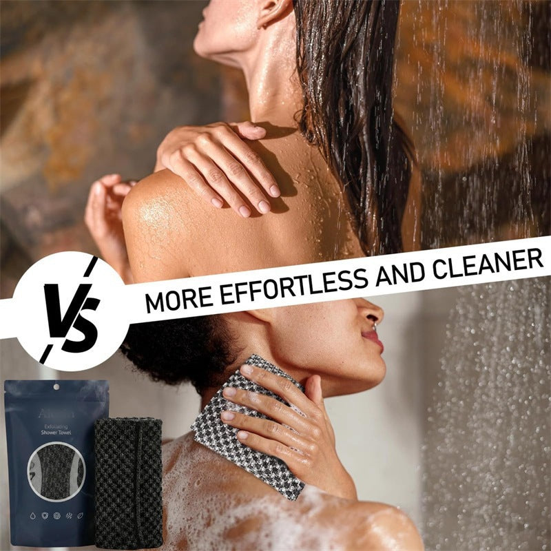 Exfoliating Shower Towel Cleanses, Smooths, and Cares for the Skin