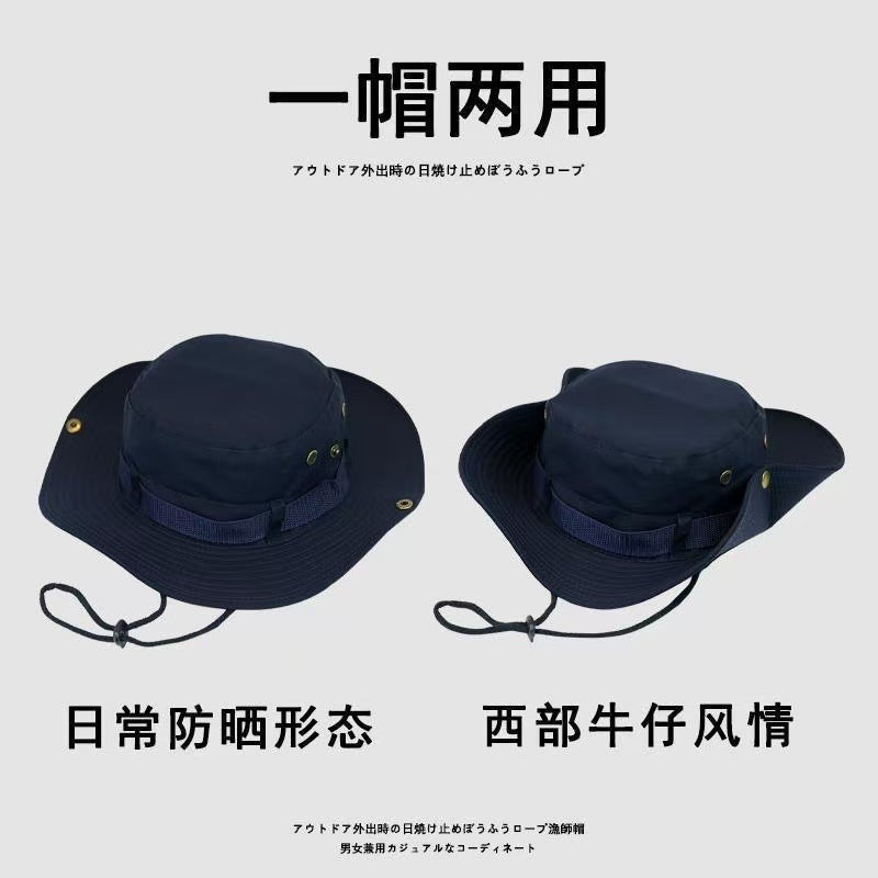 All-Match Western Denim Hat Men's and Women's Outdoor Mountaineering Summer Sun Hat Fishing Sunscreen Fisherman Hat Camping Breathable