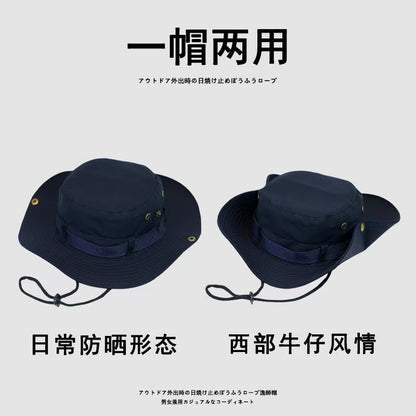 All-Match Western Denim Hat Men's and Women's Outdoor Mountaineering Summer Sun Hat Fishing Sunscreen Fisherman Hat Camping Breathable