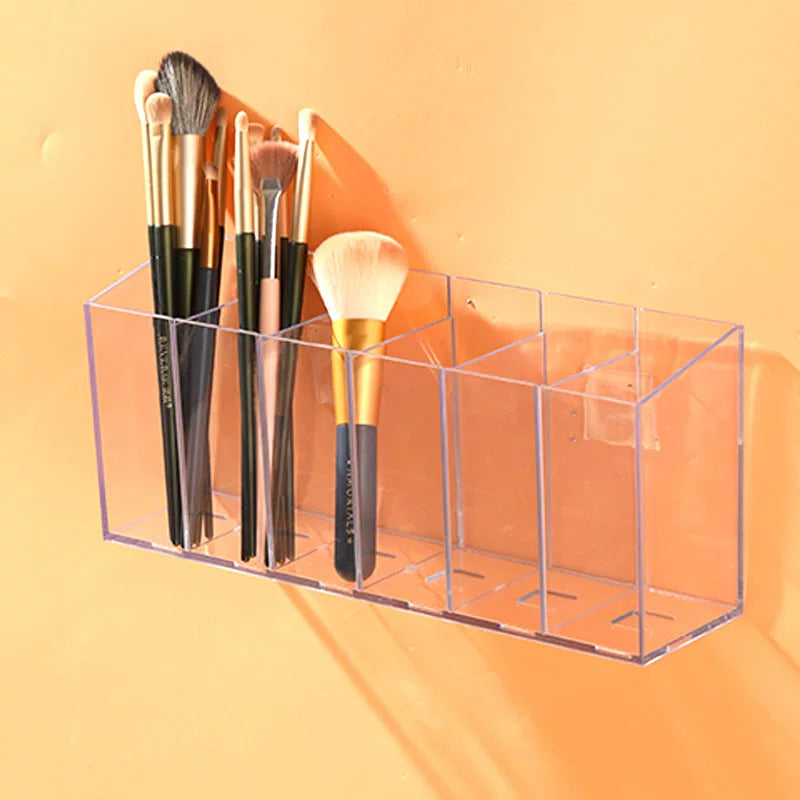 Desktop Wall Hanging Storage Box with Transparent Acrylic Cosmetics Bathroom Stationery Station Kitchen Storage Rack Bedside