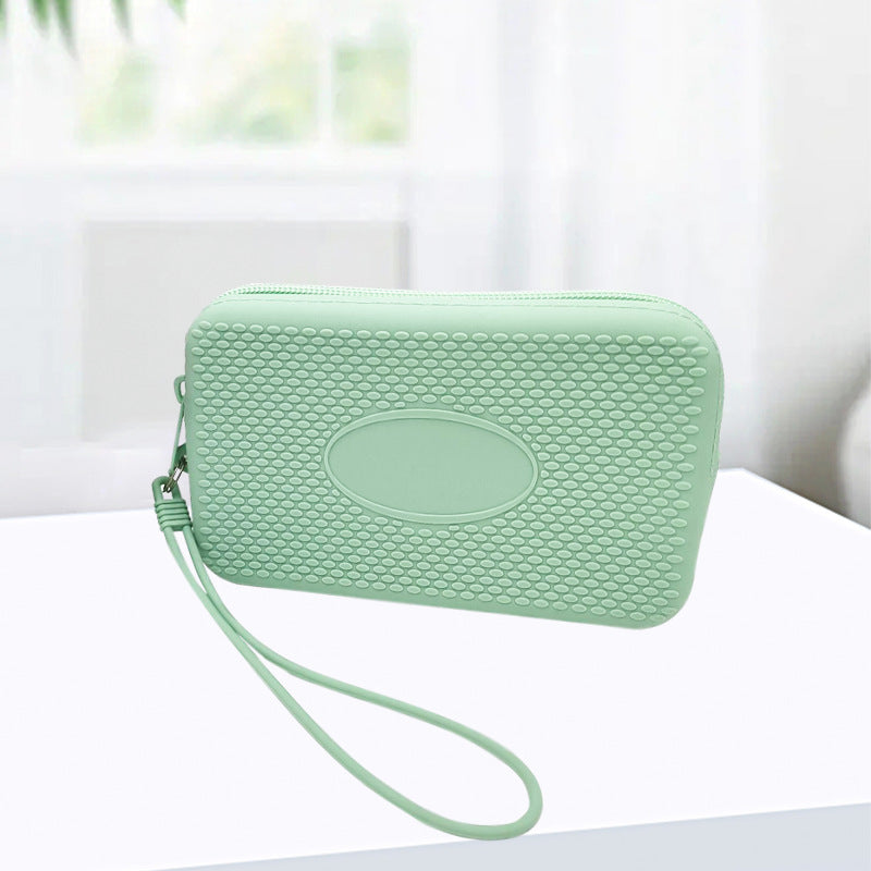 Silicone Square Small Travel Storage Bag with Handle, Customizable Logo, for Storing Miscellaneous Items, Toiletries, and Coins