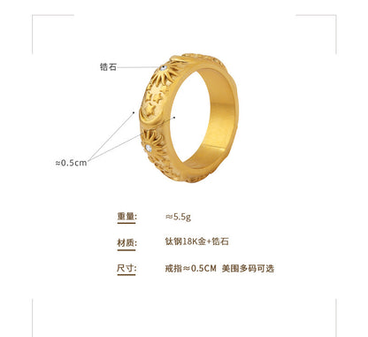 Niche Entry Luxury Zircon Embossed Star Moon Shape Shining Zircon Design Ring Titanium Steel Bracelet Girl's Jewelry
