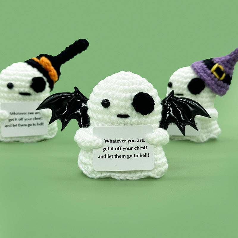 Cross-Border Amazon Handmade Knitted Doll Halloween Gift Ghost Little Devil Grim Reaper Emotional Plush Toy Wholesale