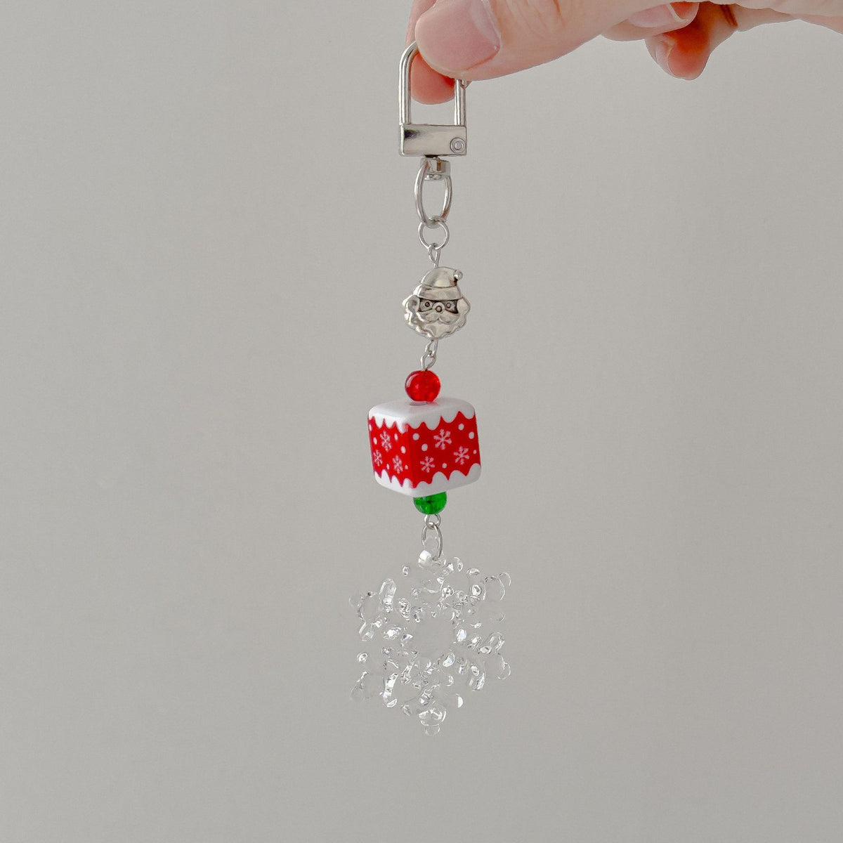 Christmas Beaded Mobile Phone Lanyard Christmas Cute School Bag Hanging Keychain Snowflake Pendant