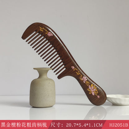 Sandalwood Comb for Meridian Scalp Massage, Anti-Static Hair Comb for Women, Medium-Tooth Volumizing Comb, Meridian Comb Gift Box