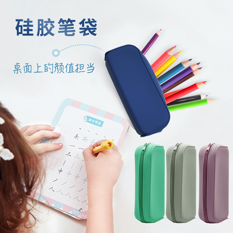 Large-Capacity Silicone Pencil Case Stationery Box Storage Multifunctional Large Pencil Case for Primary School Students Silicone Pencil Case for Primary School Students