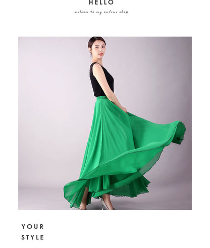 720 Degree Double Layer Large Swing Skirt Chiffon Classical Dance Ethnic Dance Skirt Dance Long Skirt Square Dance Practice Xinjiang Dance