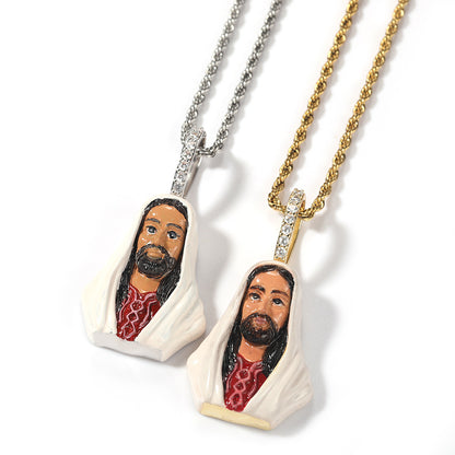 European and American New Products Copper Material Enamel Men's Avatar Personalized Hip-Hop Pendant Necklace Trendy Accessories Jewelry Wholesale