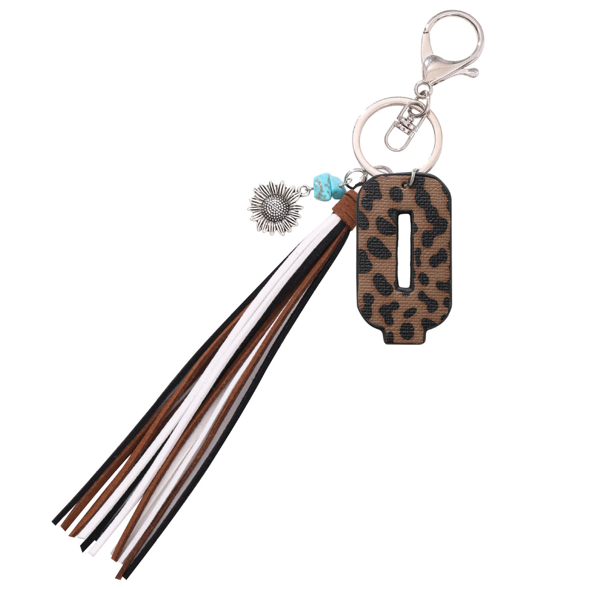New Western Denim Style Leopard Oil-trimmed Leather Letter A Korean Velvet Tassel Combination Keychain Pendant Bag