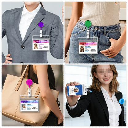 Transparent Easy Pull Buckle Doctor Nurse Breast Card Certificate Card Case Anti-loss Clip Buckle Meal Card Work Card Transparent Color Retractable Buckle