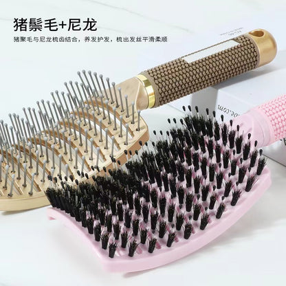 Cross-border Hot Pig Mane Big Bend Comb Fluffy Curly Hair Styling Comb Anti-static Hair Comb Home Hair Massage Comb