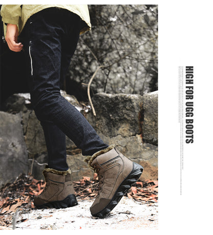 Cross-Border Winter New Cotton Shoes Men's Fur Integrated Snow Boots Outdoor Sports Hiking Boots Fleece-Lined Warm Men's Shoes 47