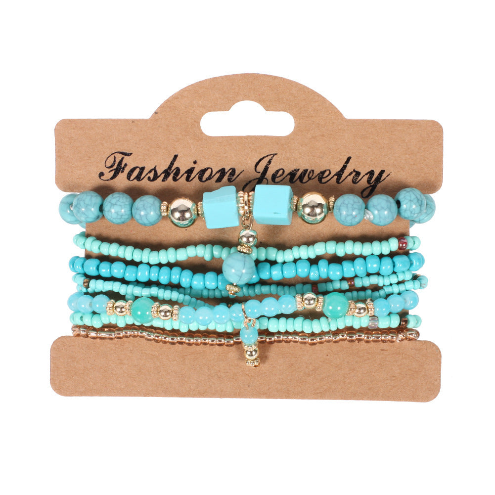 European and American Cross-Border Hot-Selling New Bohemian Bracelets Creative Tassel Multi-Layer Beaded Bracelets Fashion Jewelry