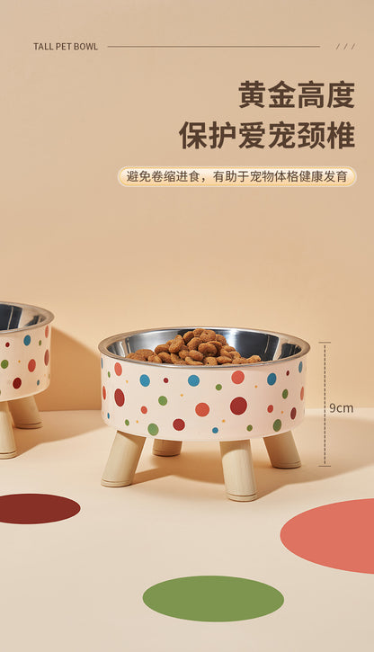 Pet Bowl Anti-overturning Cat Bowl Pet Stainless Steel Dog Bowl Cat Neck Protection High Foot Bowl Dog Food Utensils Cross-border New