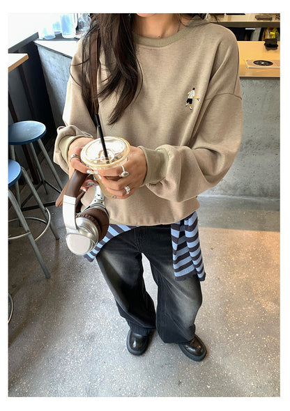 Guangzhou Huang Zheng American Retro Sexy Pullover Embroidered Sweatshirt Feminine Versatile Long-Sleeved Casual Top 530821