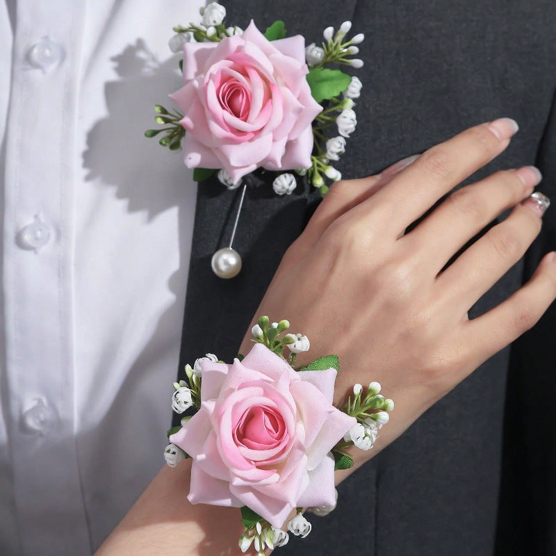 Amazon cross-border new rose wrist flower corsage bridesmaid sister group decorative flower forest wrist flower manufacturers