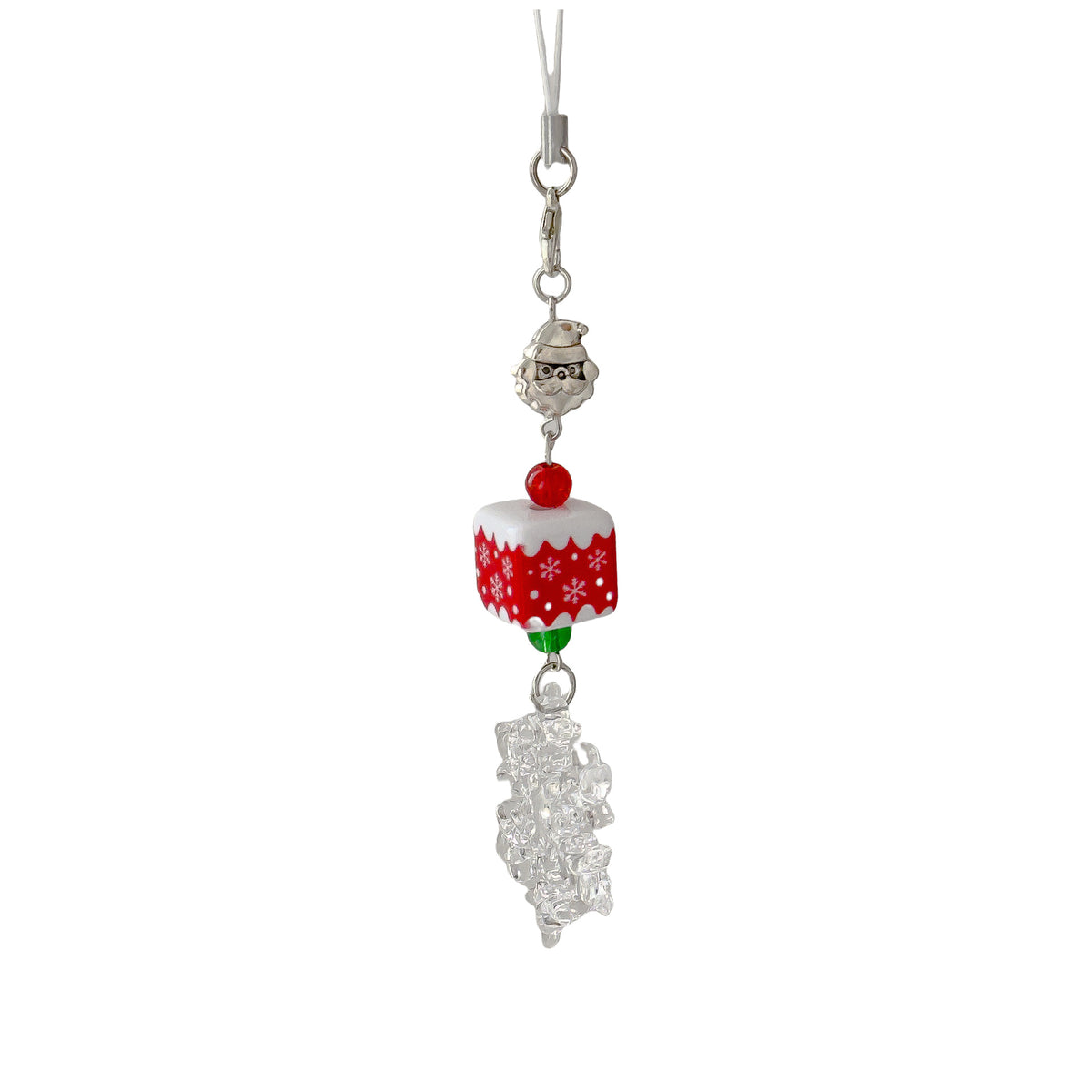 Christmas Beaded Mobile Phone Lanyard Christmas Cute School Bag Hanging Keychain Snowflake Pendant