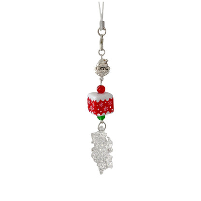 Christmas Beaded Mobile Phone Lanyard Christmas Cute School Bag Hanging Keychain Snowflake Pendant