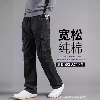 Spring and Autumn Cotton Crane Pants Foreign Trade Plus Size Pants Site Work Pants Men's Multi-Pocket Wear-Resistant Casual Pants