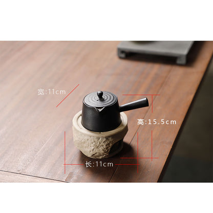 Yuerui New Rustic Pottery Constant Temperature Alcohol Tea Brewing Pot Set with Handle, Balcony Tea Brewing Stove Complete Set Wholesale Pottery