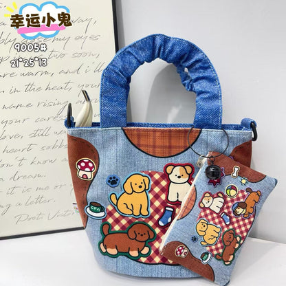 In-Stock New Small Cloth Bag Ins Cute Cartoon Women's Summer Cloth Bag Handbag Casual Tote Bag Upgrade