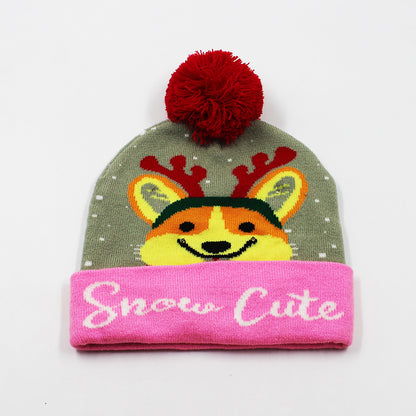 Korean Internet Celebrity Style Snowflake Christmas Hat, Warm and Cold-Proof Women's Knitted Hat with Pom-Pom, Ear-Protecting Yarn Hat, Light Luxury Style