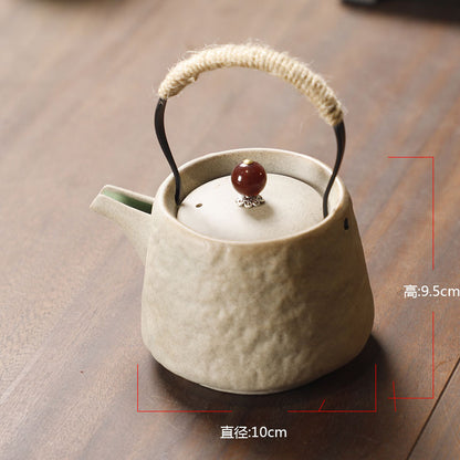 Yuerui New Rustic Pottery Constant Temperature Alcohol Tea Brewing Pot Set with Handle, Balcony Tea Brewing Stove Complete Set Wholesale Pottery