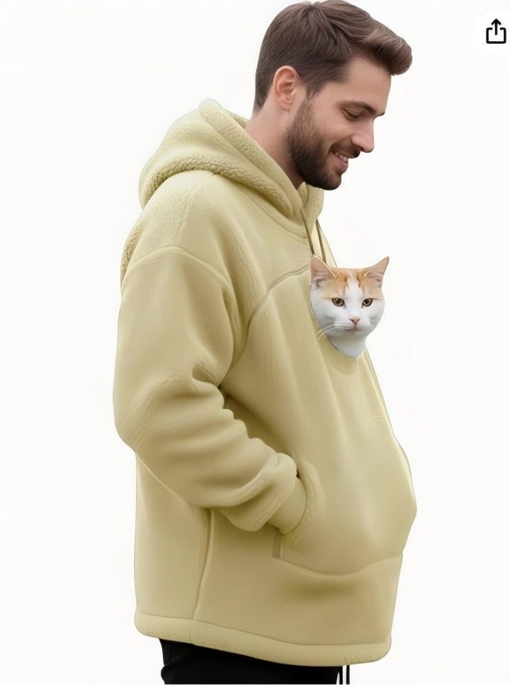 2025 New European and American Polar Fleece Pet-In-One Men's and Women's Trendy Hooded Loose Casual Warm Sweatshirt