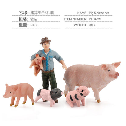 Children's Artificial Farm Poultry Ornaments Plus Pig Model Male and Female Pig Hugging Pig Worker Creative Pig Raising Hand Toy