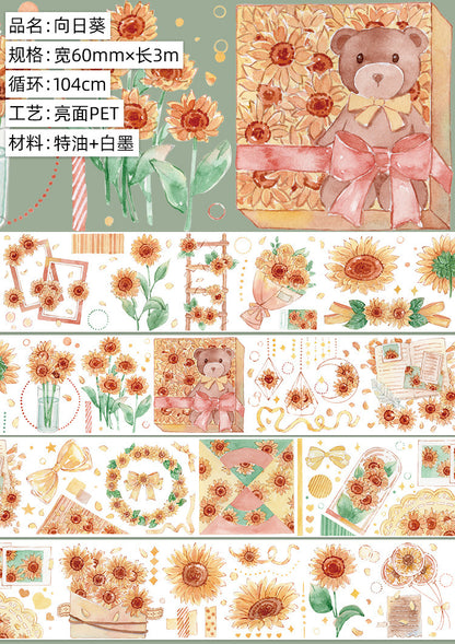 New pet Journal tape flower special material autumn letter simple full roll material shell optical flow hemp Journal tape