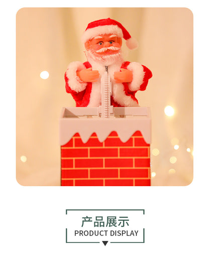 Climbing Chimney Santa Claus Electric Toy Climbing Beads Climbing Ladder Santa Claus Ornaments Christmas Decoration Gifts