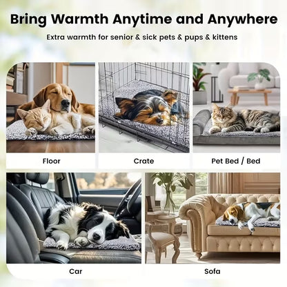 Super soft self-warming cat and dog bed, warm dog crate sleeping pad, washable non-slip pet nest mat