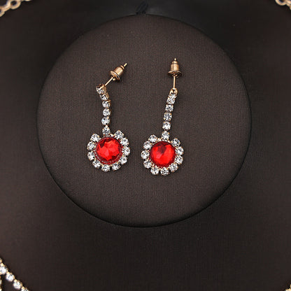 Korean Bride Necklace Earrings Two-piece Decorations Wedding Yarn Wedding Jewelry Wedding Accessories Dance Studio