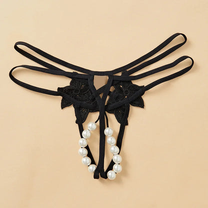 Cross-border exclusive for European and American plus size sexy T-shaped underwear double-row bead massage sexy transparent sexy underwear