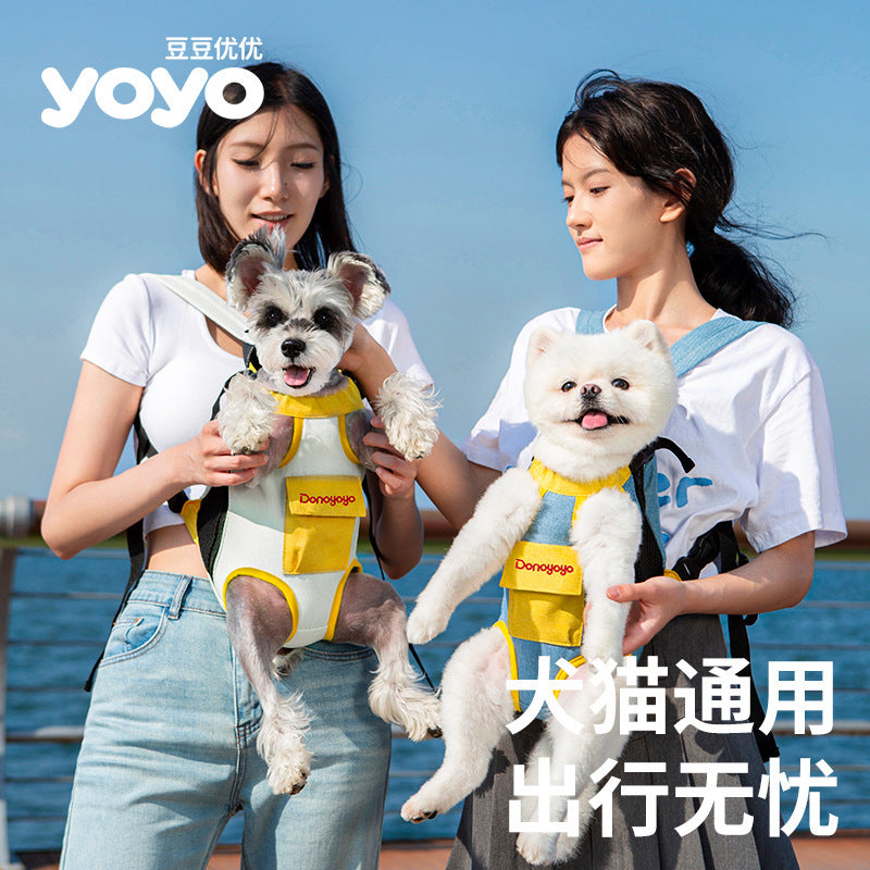 DONOYOYO Pet Carrier Portable Backpack for Dogs and Cats, Hemp-Cotton Chest Four-Legged Carrier Wholesale