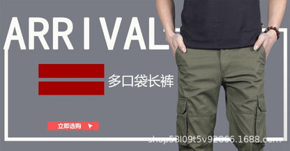 Spring and Autumn Cotton Crane Pants Foreign Trade Plus Size Pants Site Work Pants Men's Multi-Pocket Wear-Resistant Casual Pants