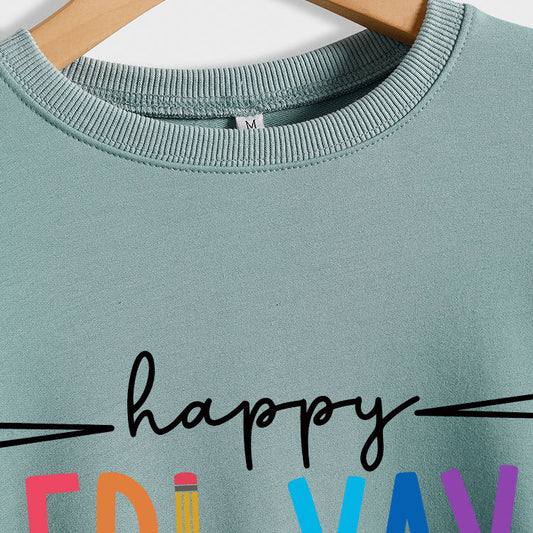 Amazon Ebay Round Neck Sweatshirt Happy Fri Yay Fun Letters Casual Fashion Long-Sleeved Tops in Stock