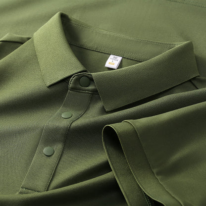 Cross-border Foreign Trade Copper Ammonia Silk T-shirt Men's Business Casual Short-sleeved Summer Gastrodia elata Mulberry Silk Lapel Men's Polo Shirt