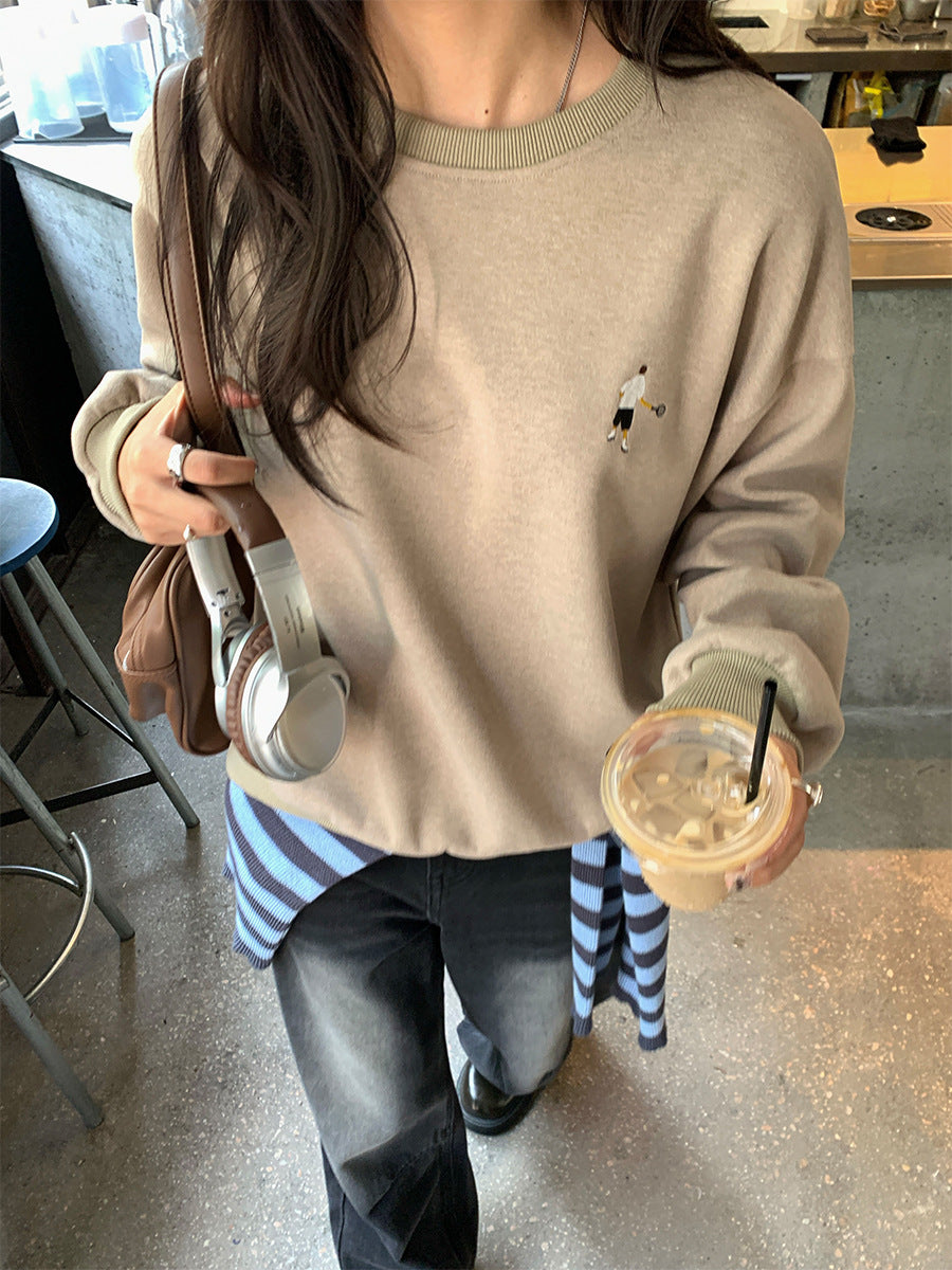 Guangzhou Huang Zheng American Retro Sexy Pullover Embroidered Sweatshirt Feminine Versatile Long-Sleeved Casual Top 530821