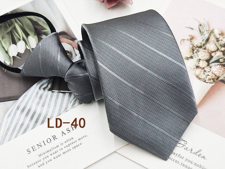 Factory In-Stock Zipper Tie Men's Formal Business 8cm Lazy Tie Red Black Striped Workplace Striped Tie