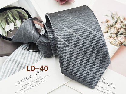 Factory In-Stock Zipper Tie Men's Formal Business 8cm Lazy Tie Red Black Striped Workplace Striped Tie