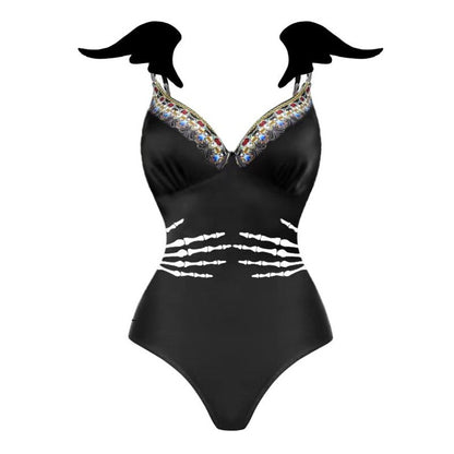 Halloween Limited Edition Swimsuit with Bows, Pumpkin Print Split Swimsuit, Cross-Border Hot Style and Sexy
