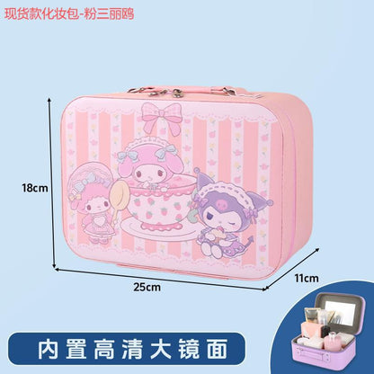 Leather Ready-Made Cartoon Makeup Case with Mirror, Makeup Bag with a High-End Feel, Multifunctional Storage Bag, Large Capacity Wholesale