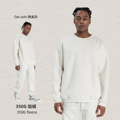 Cai Xiang Island Men's Clothing | Autumn and Winter 350g Dopamine Fleece Oversized Loose Trendy Brand Men's Sweatshirt and Pants Set