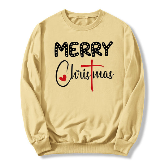 in stock Foreign Trade Cross-border Christmas Merry Christmas Printed Crewneck Sweat Autumn and Winter European and American Men's and Women's Tops