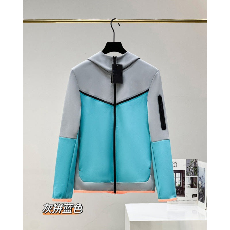 2024 Spring and Autumn Casual Sports Cotton Air Layer Hooded Zipper Cardigan Men's Jacket 490 Coat