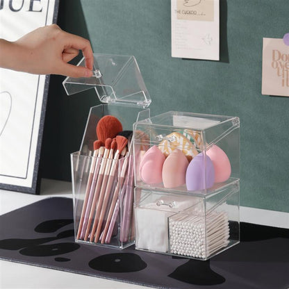 Makeup Cotton Swab Storage Box Makeup Remover Cotton Toothpick Line Acrylic Box Desktop Beauty Egg Cosmetics Storage Box