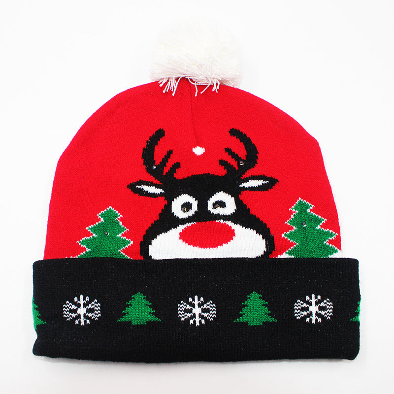Korean Internet Celebrity Style Snowflake Christmas Hat, Warm and Cold-Proof Women's Knitted Hat with Pom-Pom, Ear-Protecting Yarn Hat, Light Luxury Style