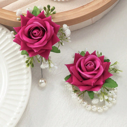 Amazon cross-border new rose wrist flower corsage bridesmaid sister group decorative flower forest wrist flower manufacturers
